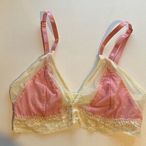 Sugar Thrillz Pink and Cream Lace Bralette S
